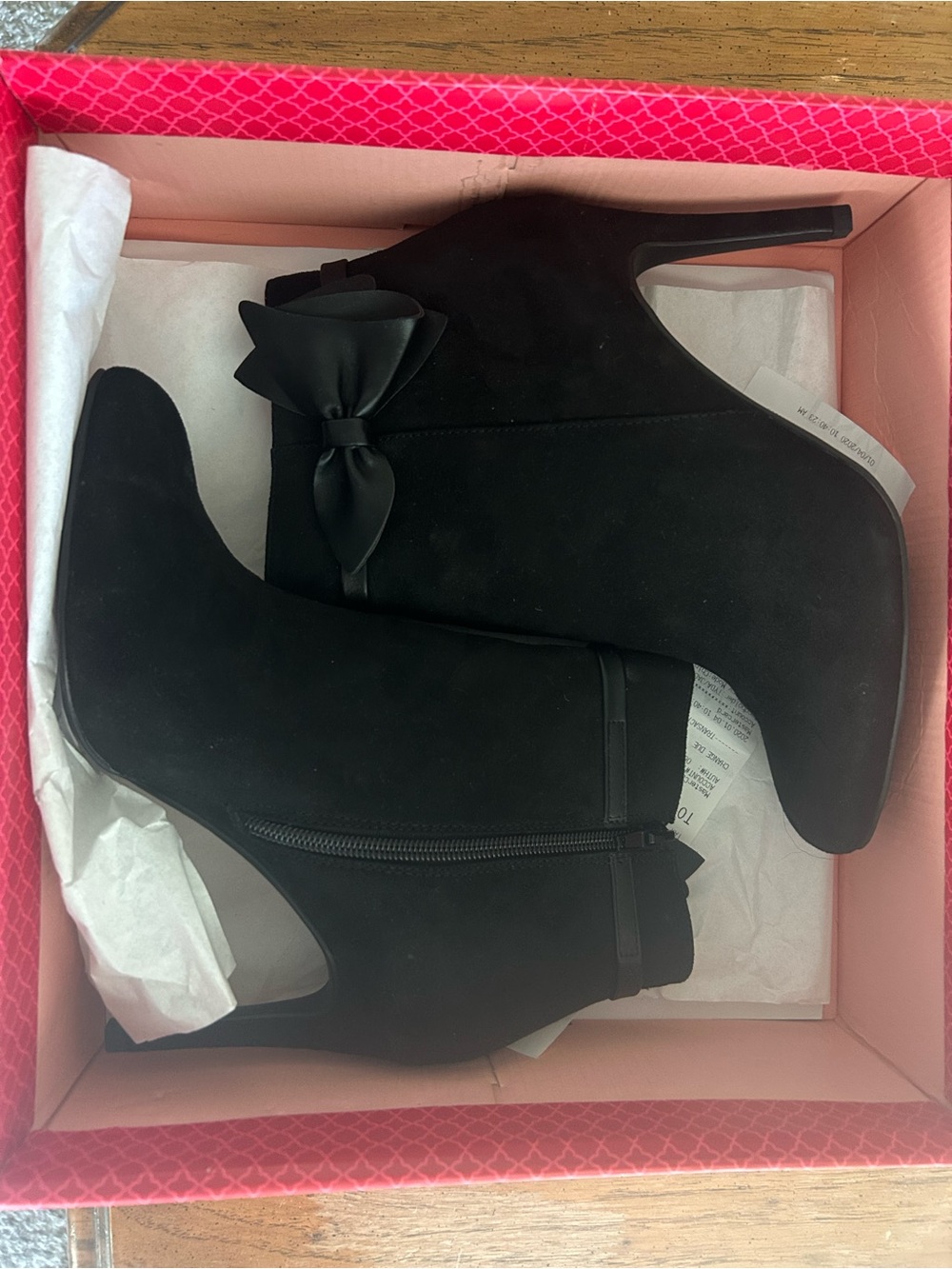 DSW Black Suede Bow Heel Ankle Booties